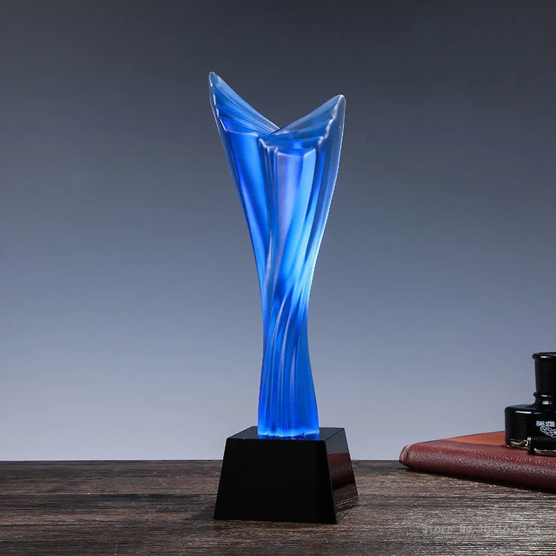 Crystal Trophy for Decoration, Blue Big Ththumb, Home Collection, Creative Awards, Event Souvenir, Personality Can Be Customized