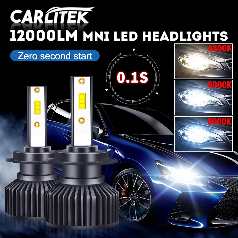 Tasa de descuento H7 led faro 12000lm h1 bombilla led de coche 4300K 6000K 8000K h4 led HB4 HB3 9005 9006 coche LED светодиодные лампы para luces antiniebla SA 6n95BmJrO3b