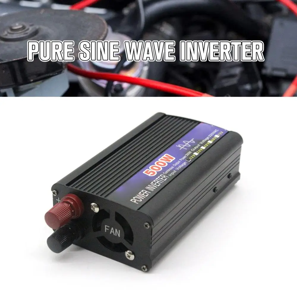 

500W Pure Sine Wave Intelligent String Inverter 12V/24V/48V/60V to 220V Power Inverter Car Converter Adapter Car Inverter