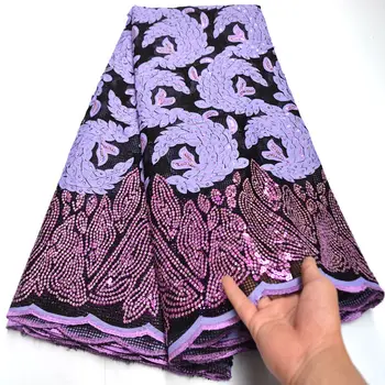 

FOLASADE Elegant 3D African Dry Lace Fabric Embroidery French Mesh Lace Fabrics With Sequins For Nigerian Party Dresses