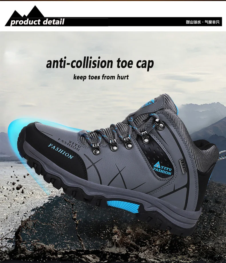 men high top hiking shoes waterproof trekking sneakers mens casual winter warm snow boots man mountain shoes for hunting boots