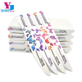 

100Pcs/lot Professional Nail File Buffer Wooden Portable Manicure Nail Sanding File Washable Emery Board All UV Gel Nails Polish