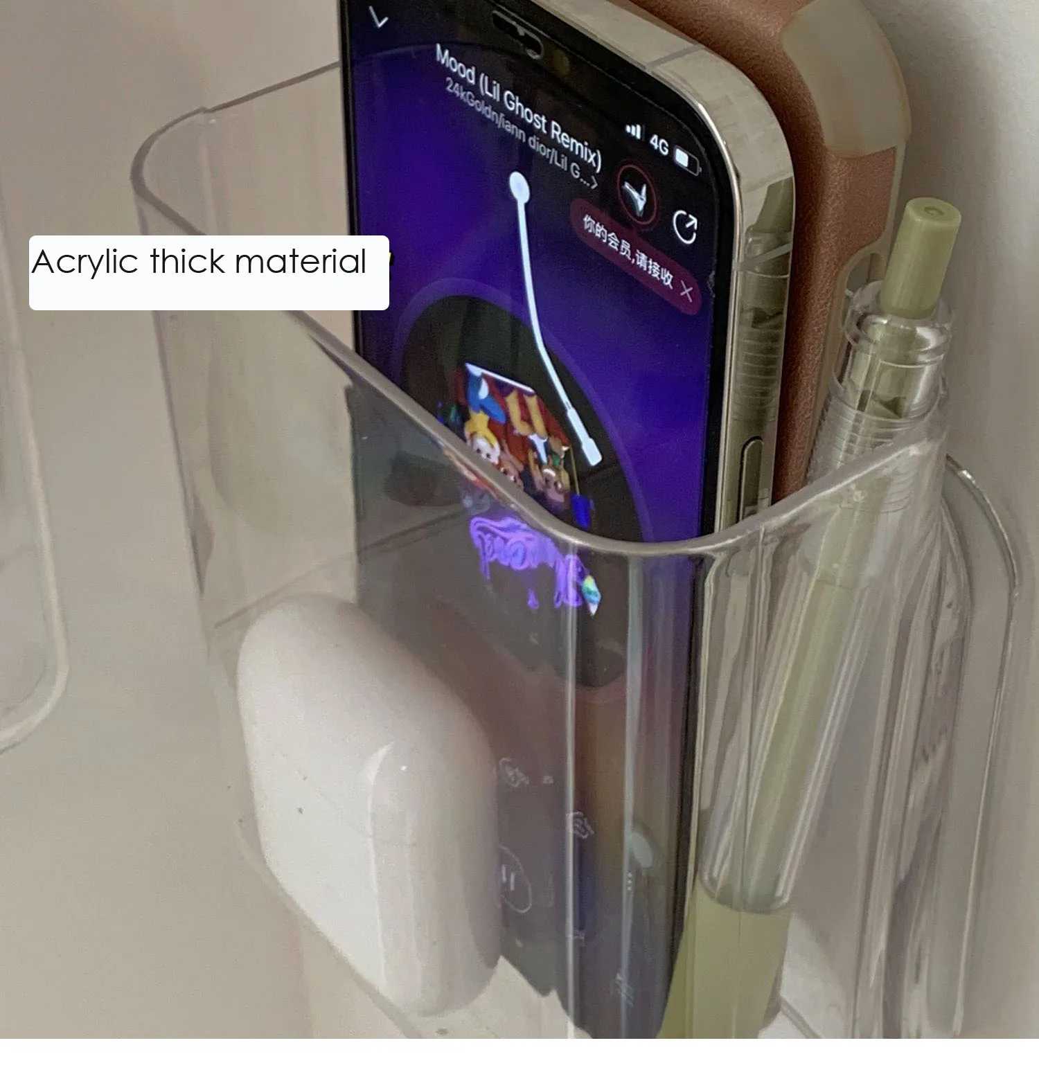 Wall Hanging Storage Bag Transparent Acrylic Dormitory Organizer Without Punching Student Bedroom