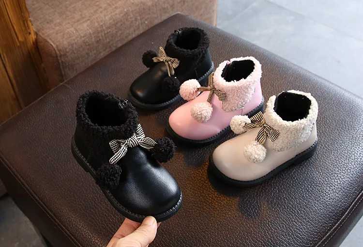 Princess Ankle Boots Girls Flower Waterproof Shoes Kids Baby Boots Bow Children Winter Toddler Shoes 1 2 3 4 5 6 Year Old