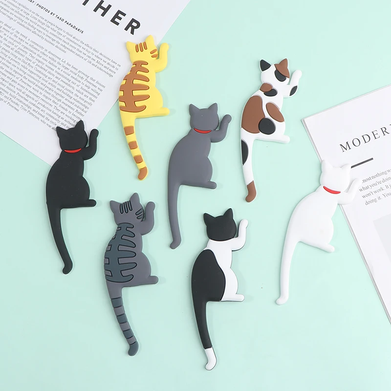 Silicone Cartoon Cat Tail Foldable Hooks Stationery Storage Fridge Magnet Hook | Дом и сад