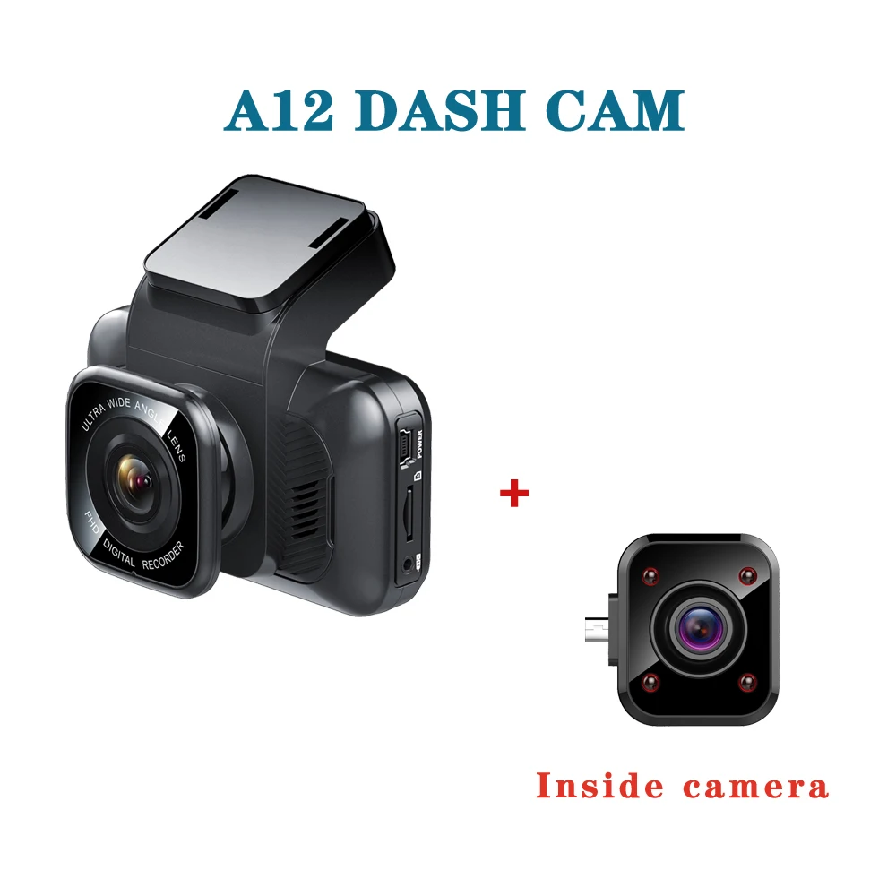 aaba A12 Автомобильный видеорегистратор 1296P HD Dash Cam с wifi g-сенсором циклическая запись ночного видения Автомобильная камера рекордер dashcam - Название цвета: A12-Inside lens