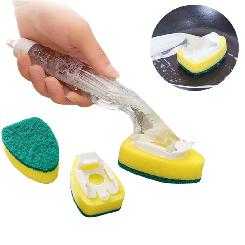 1PC Long Handle Detachable Cleaning Brush Replacement Sponge Head Dish Bowls Washing Soap Dispenser Home Kitchen Accessories | Дом и сад