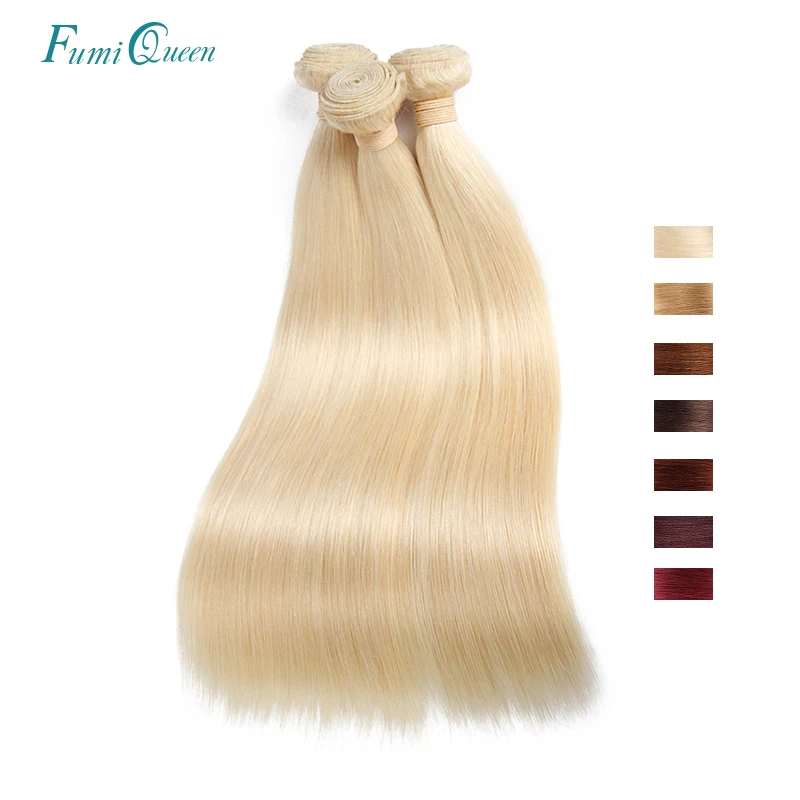 

Ali FumiQueen 3/4 Pcs Remy Hair Weave Bundles 4#/BURG/99J/27#/33#/30#/Blonde 613 Brazilian Straight Pre-Colored Human Hair