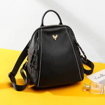 

2020 Backpack Women New Leather Leisure Travel First Layer Cowhide Girls Small Backpack Mini Backpack