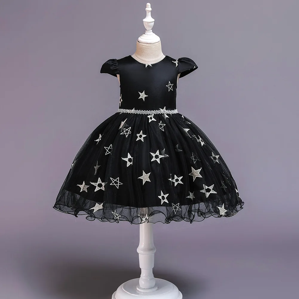 D1753-Black Новинка года; платье ведьмы с шапочкой; 2 предмета; Детские вечерние платья для костюмированной вечеринки на Хэллоуин для девочек; костюм ведьмы Одежда для детей - Цвет: D1753-Black