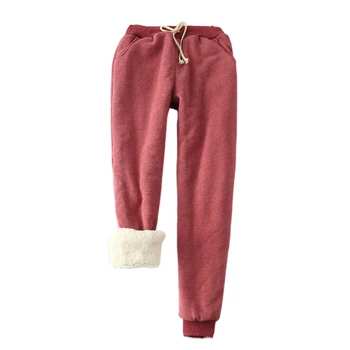 

Women Solid Cotton Blended Elastic Casual Straight Loose Fashion Thickened Harem Pants Winter Warm Daily High Waist Sports