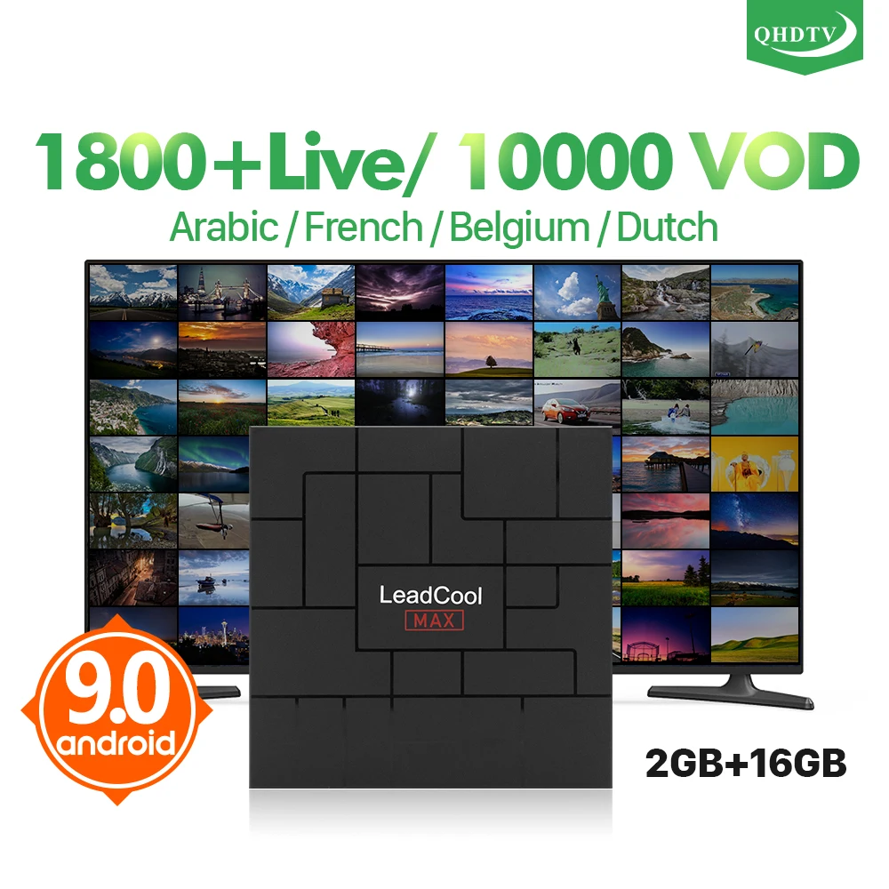 QHD tv Франция IP tv подписка Leadcool Max Android 9,0 IPTV, французский арабский Бельгия IP tv Нидерланды Турция Италия Великобритания IP tv Box