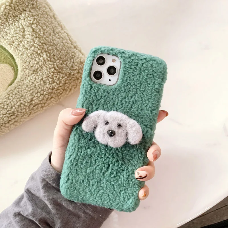 Зеленый GlamPhone чехол простой плюшевый чехол для телефона для iPhone11Pro/Max X XS Max XR Мягкий силиконовый чехол для iPhone11 7 8 6 6s Plus чехол - Цвет: Зеленый