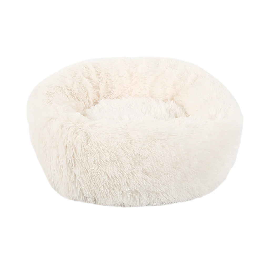 Super Soft Pet Cat Dog Bed Long Plush Round Cats Winter Warm Sleeping Mats Bag Puppy Cushion Mat Portable Cat Product 50/60/70cm