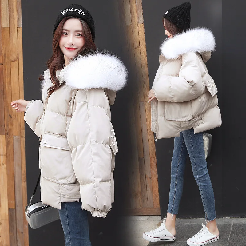 

Cotton-padded Jacket 2018 Winter INS down Coat Mid-length down Feather Cotton-padded Clothes Loose Thick Coat Cotton Coat