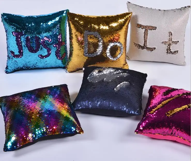 

Magic Pillowcase Sequins Throw Pillow Mermaid 40*40cm Cushion Cover Decorative Reversible Sequin Pillowcover for Sofa Decorative