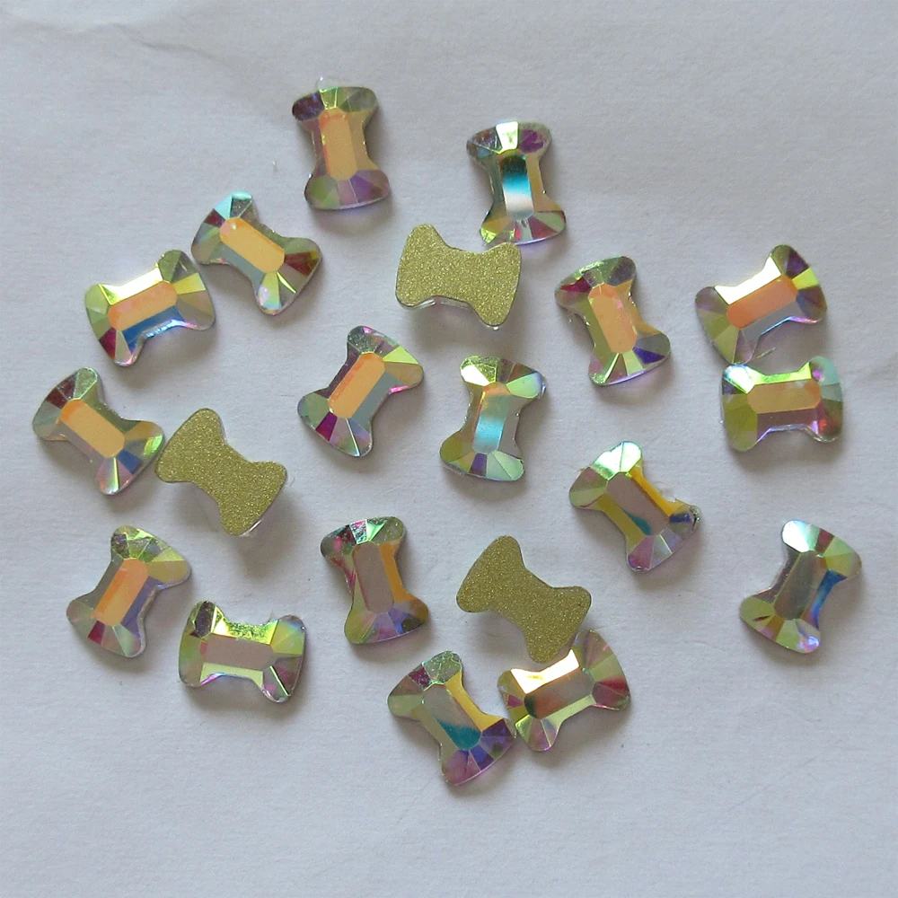 

4x6mm Bow Tie Flat Back Glue On Non Hot Fix Rhinestones Crystal AB Flatback Non Hotfix 3D Nail Art Crystals Stones Strass