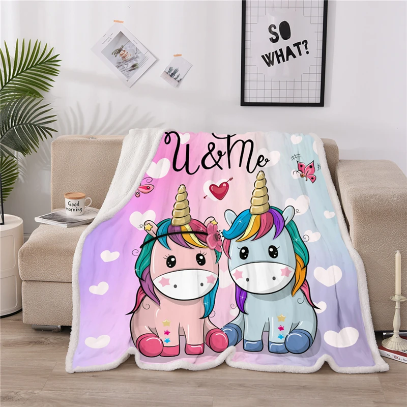 unicorn Принт с рождественским оленем, Флисовое одеяло, теплое рождественское декоративное покрывало для автомобиля, покрывало, одеяло из искусственного меха - Цвет: unicorn