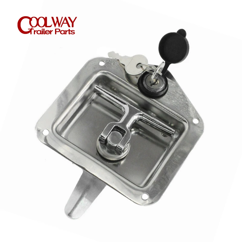 Stainless Steel Folding T Handle Door Lock Recessed Latch With Keys RV Trailer Truck Camper Tool Box