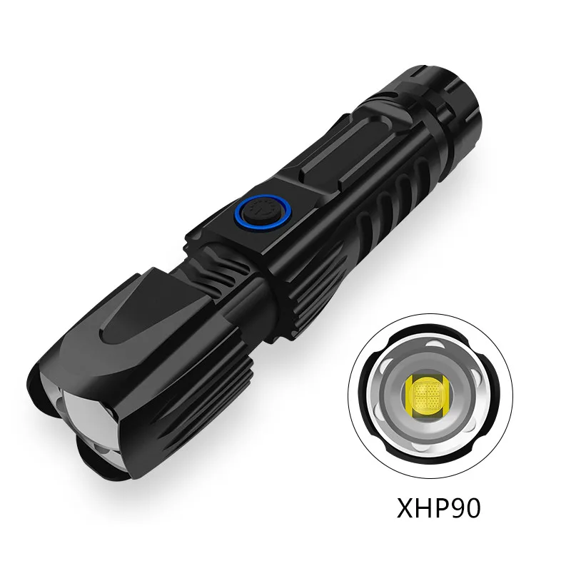 Супер мощный XHP90 светодиодный фонарь Водонепроницаемый светодиодный фонарь USB XHP90 лампа Zoom тактический фонарь 26650 перезаряжаемый Battey