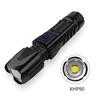 

Super Powerful XHP90 LED Flashlight waterproof LED Torch USB XHP90 Lamp Zoom Tactical Torch 26650 Rechargeable Battey
