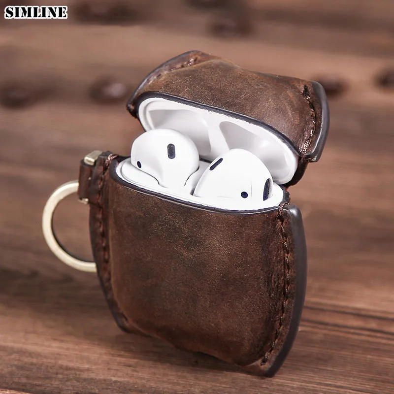 Genuine Leather Airpod Case Vintage Crazy Horse Airpods 1 2 Cover