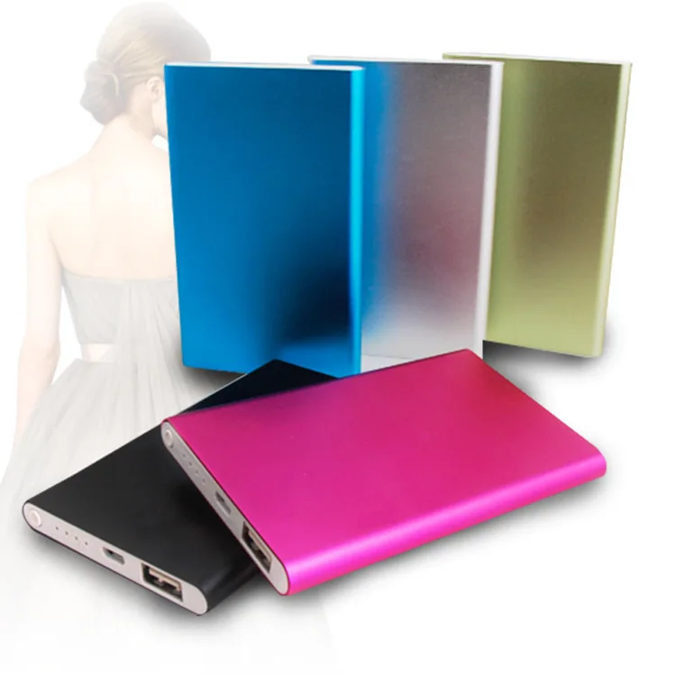 

Factory Metal Mini Ultra-thin Portable Power Source 5000 MAh Mobile Phone Thin M Charger Gift Customization Logo