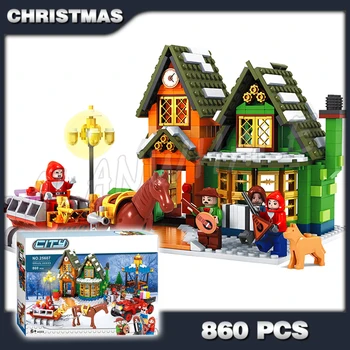 

860pcs Alanwhale Winter Village Post Office City Advent Calendar Christmas Model Building Blocks Bricks Toy Compatible with