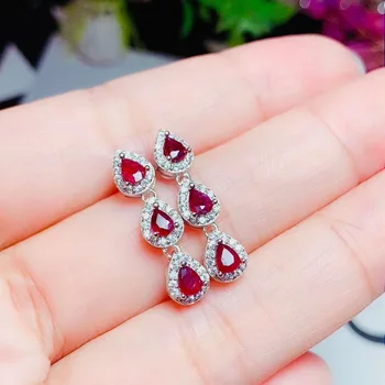 

100% Natural And Real Ruby Earring 925 sterling silver Fine jewelry For men women Earring