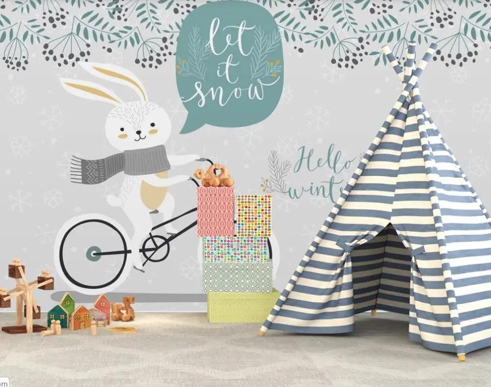 19081009 beibehang Customized modern hand-painted Nordic forest small animal concert children background papel de parede 3d wallpaper - Цвет: 19081009