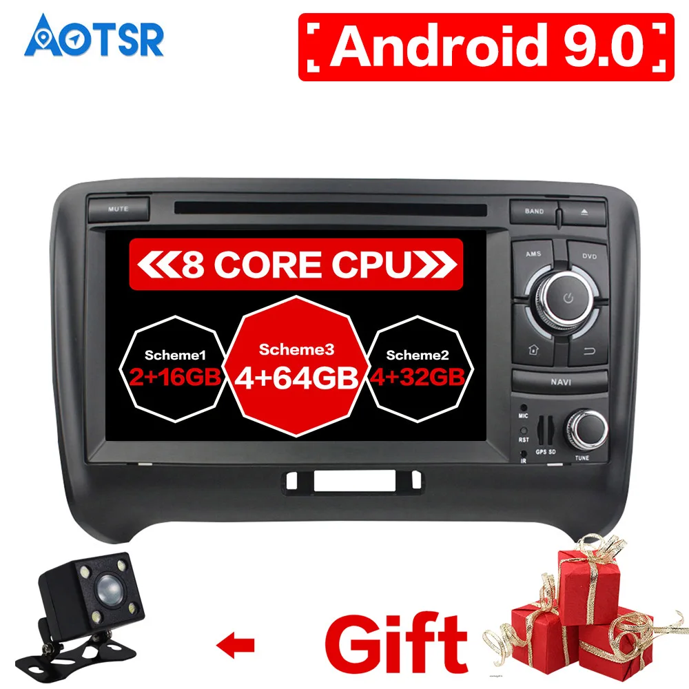 2 din Android 9,0 мультимедийный плеер для Audi TT 2006 2007 2008 2009 2011 2012 2013 с Автомобильный dvd-плеер головное устройство с радио игроков