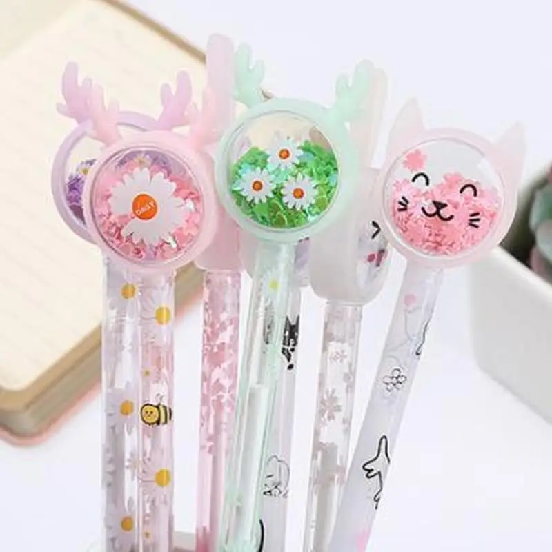 Гелевая ручка с блестками новинка Мультяшные милые ручки корейские кавайные