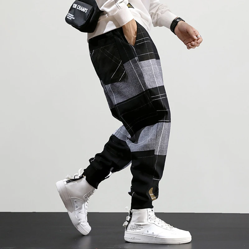 Autumn Fashion Men Jeans Loose Fit Plaid Designer Harem Pants Casual Trousers Streetwear Slack Bottom Hip Hop Joggers Pants Men
