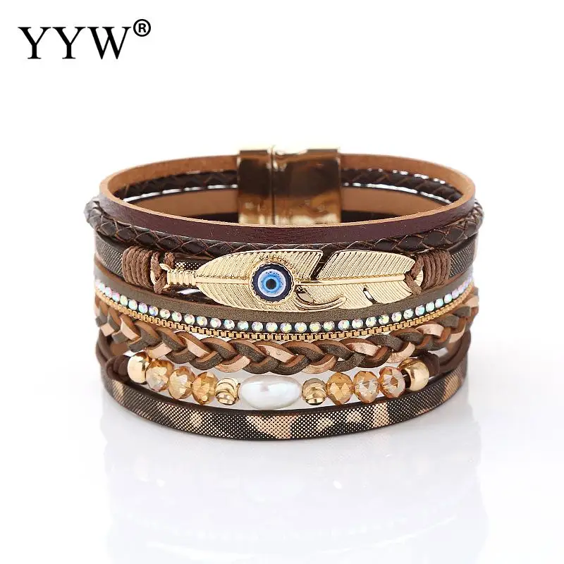 Браслет из искусственной кожи с Цинковым Сплавом Отик в стиле панк ожерелье от сглаза браслет модные ювелирные изделия браслет со стразами 35 мм