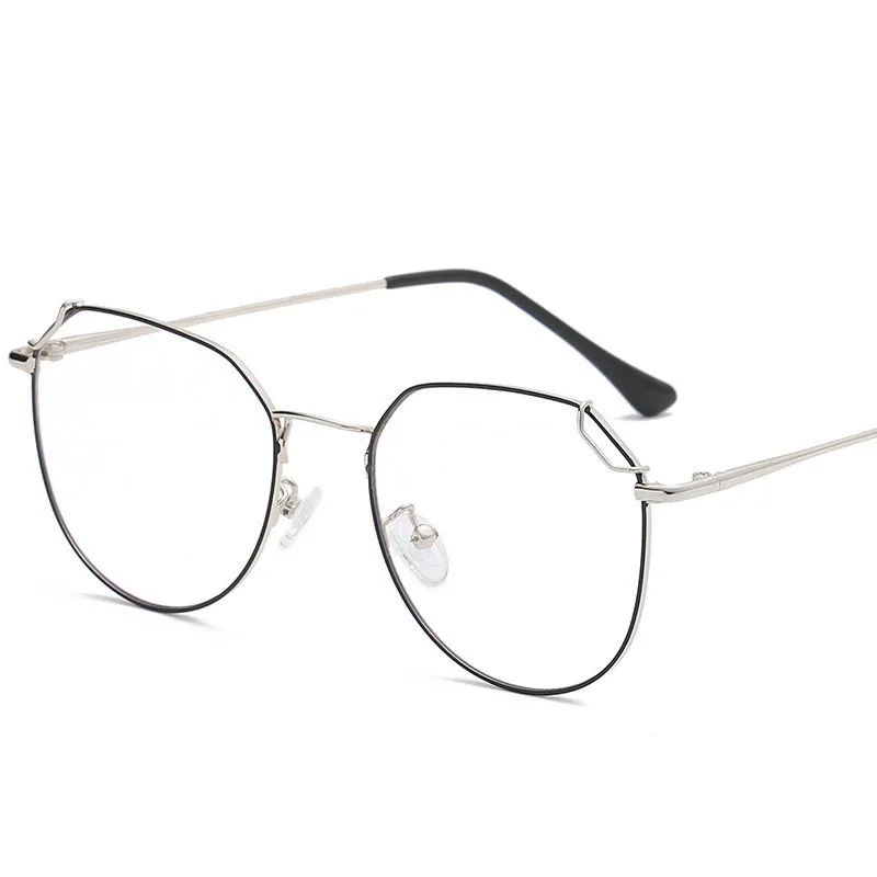 Новые анти-синие очки металлические большие оправа для миопии очки кошачьи уши плоские легкие очки для мужчин и женщин