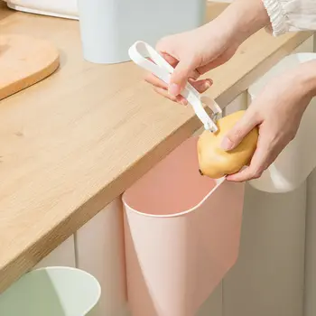 

Kitchen Rubbish Bin Desktop Mini Trash Can Home Kitchen Cabinet Door Hanging Trash Garbage Bin Can Rubbish Container Trash Can