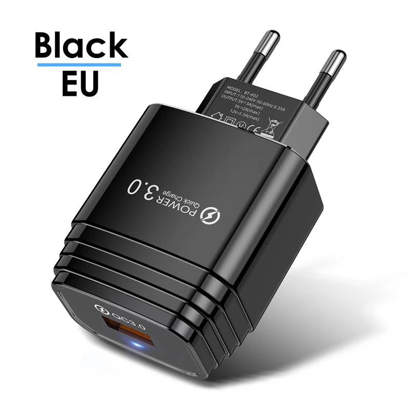 Lovebay Quick Charge 3,0 USB зарядное устройство EU US UK настенное зарядное устройство для мобильного телефона адаптер Быстрая зарядка для iPhone 11 XS MAX samsung LG - Тип штекера: EU Plug Black