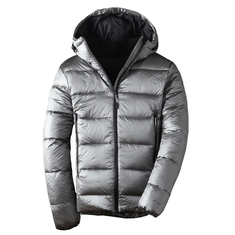 남성 따뜻한 자켓 코트 솔리드 후드 캐주얼 Thicken Outwear 겨울 다운 재킷 패션 캐주얼 남성 90% White Goose Down Coat