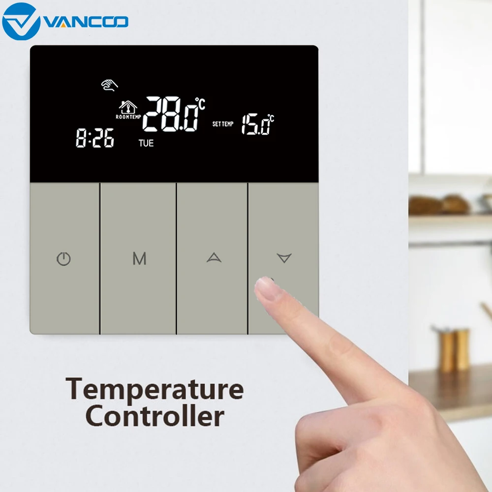 Vancoo 230 В ЖК-сенсорный экран контроллер температуры Терморегулятор черный задний свет электрический обогревающий термостат замок для детей