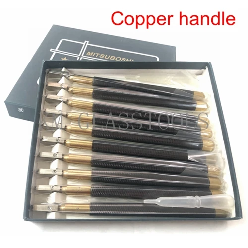 10 шт./кор., стеклянные инструменты MITSUBOSHI Тип резчик по стеклу 5-15 мм - Цвет: Copper handle