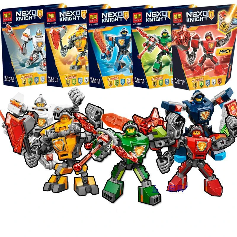 Новый Nexus Knights 10587 Macy Aaron AXL Lance Clay 70364 70365 70363 Строительные блоки Набор Детские