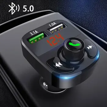 

Car MP3 Player FM Bluetooth 5.0 Transmitter Wireless Handsfree Audio Receiver Auto 3.1A Dual USB Fast Charger Car Accessories