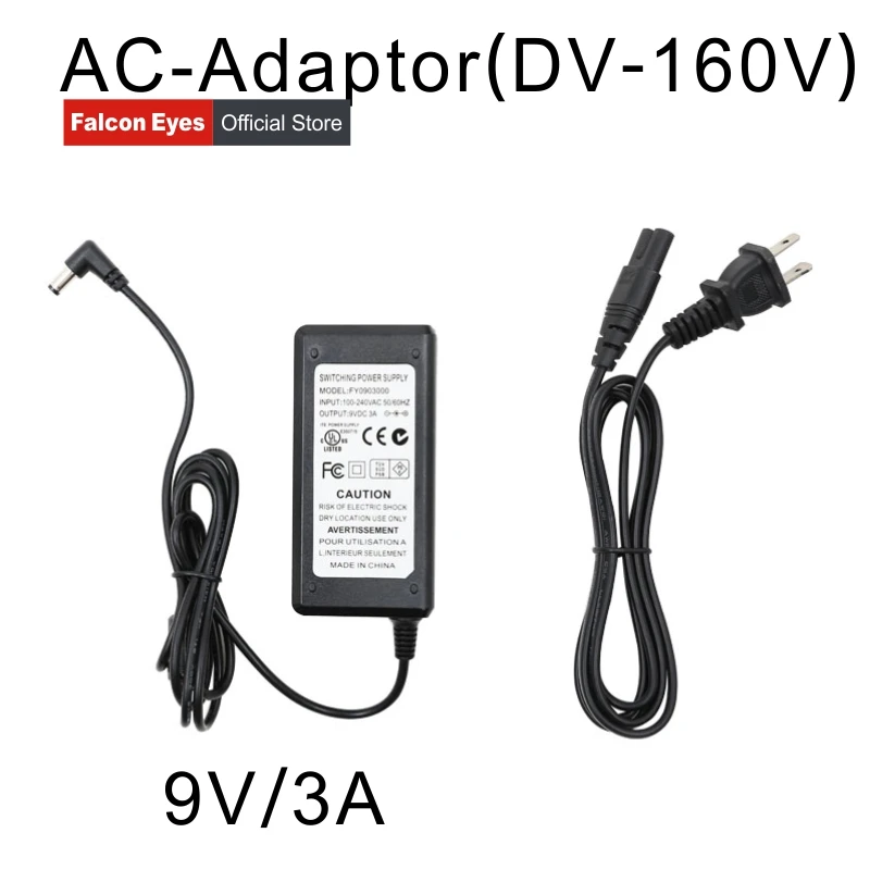 9 V/3A адаптер для Falconeyes DV-160V/160V5/216 V/216VC светодиодный видео свет SP-AC9
