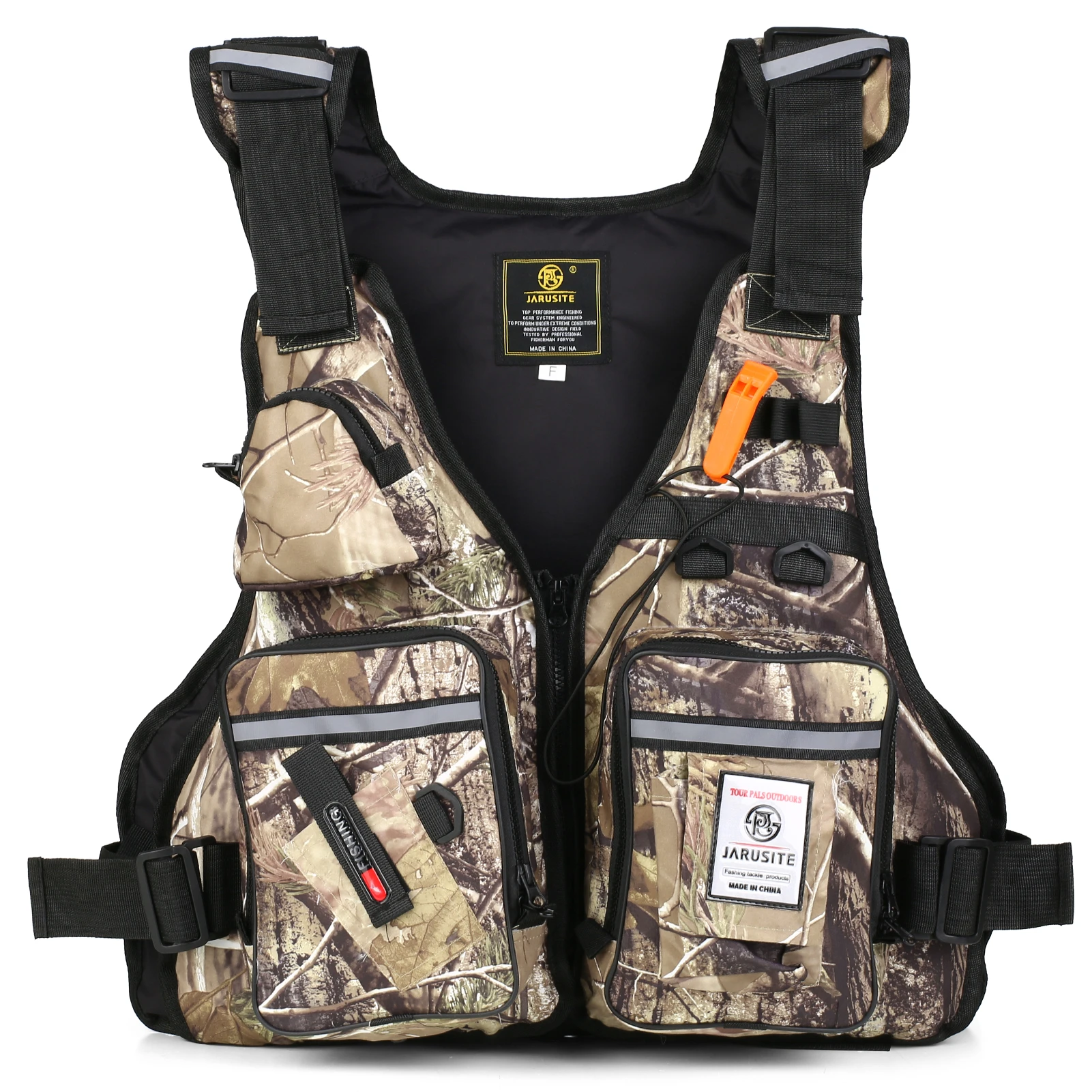 JARUSITE MultiPockets Fly Fishing Jacket Vest With Water Bottle Holder