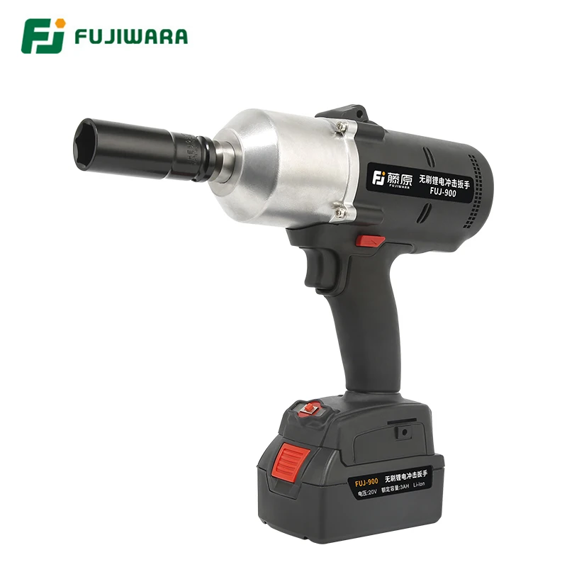 FUJIWARA 900N. M 1/" электрический ключ 20V литиевая Батарея Перезаряжаемые высокий крутящий момент бесщеточный Аккумуляторный ударный гайковерт