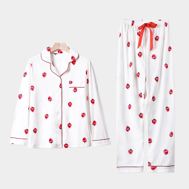 Хлопковая Пижама женская ночная рубашка из 2 предметов, одежда для сна для отдыха, одежда для сна для дам, домашняя одежда, PJ 100 хлопок, одежда для отдыха, пижамы - Цвет: Color 2 (White)