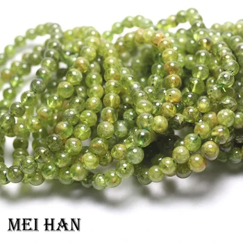 

Free shipping (27 beads/set/12g) 6.5mm natural peridot smooth round gem stone beads for gift jewelry DIY making design