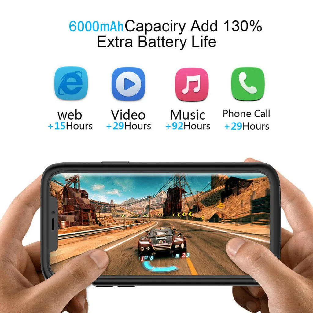 Расширенный Аккумулятор 6000 мАч чехол для зарядки телефона для iphone 11 6,1 дюймов полный защитный чехол для телефона Аксессуары для задней крышки