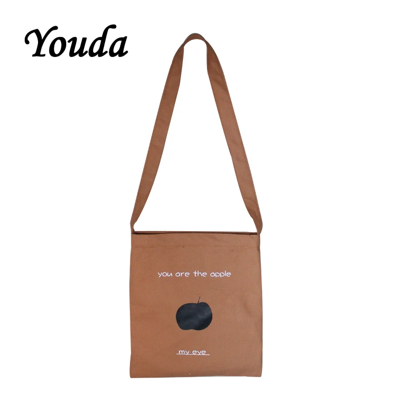 

Youda New Original Design Messenger Bag Canvas Simple English Letter Pattern Shoulder Bags Large Capacity Ladies Shopping Tote