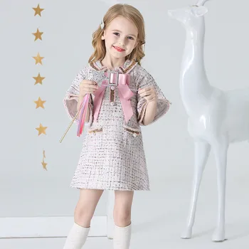 

Dress for girls платье для девочки Toddler Kids Baby Short Sleeve Peter Pan Collar Plaid Bow Princess Dresses